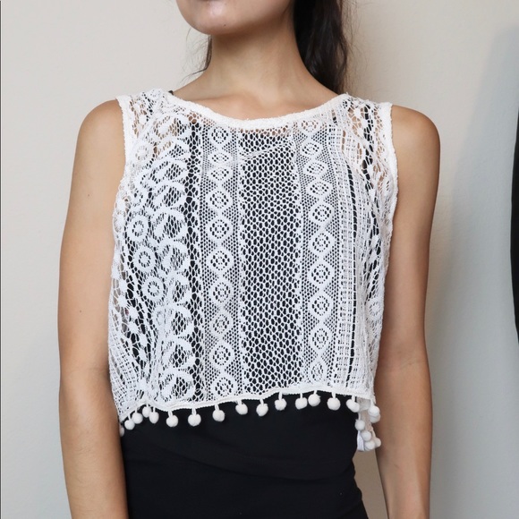 Nude Lace Crop Top - Picture 2 of 6